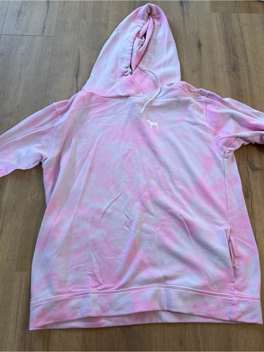 PINK Pink Tie-Dye Hooded Sweatshirt with Logo